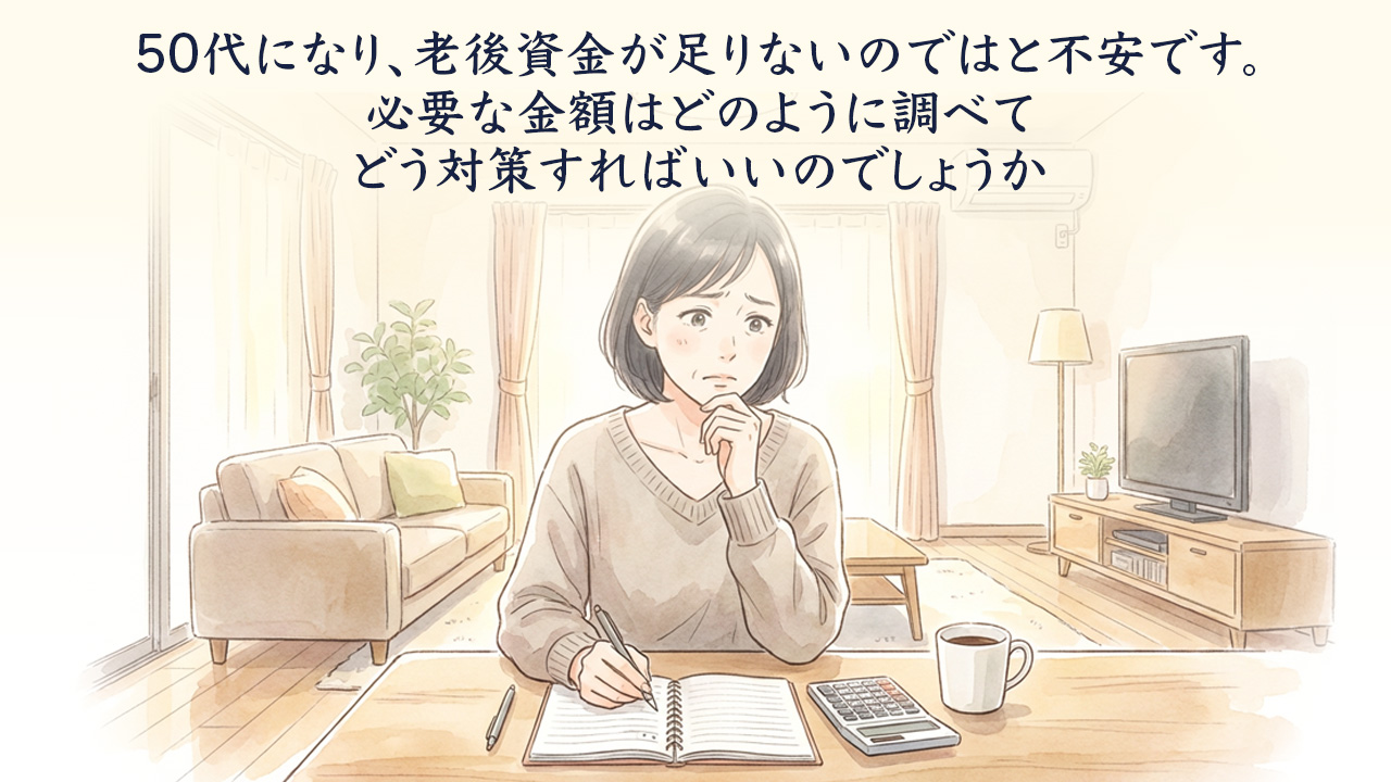 50代になり、老後資金が足りないのではと不安です。必要な金額はどのように調べてどう対策すればいいのでしょうか